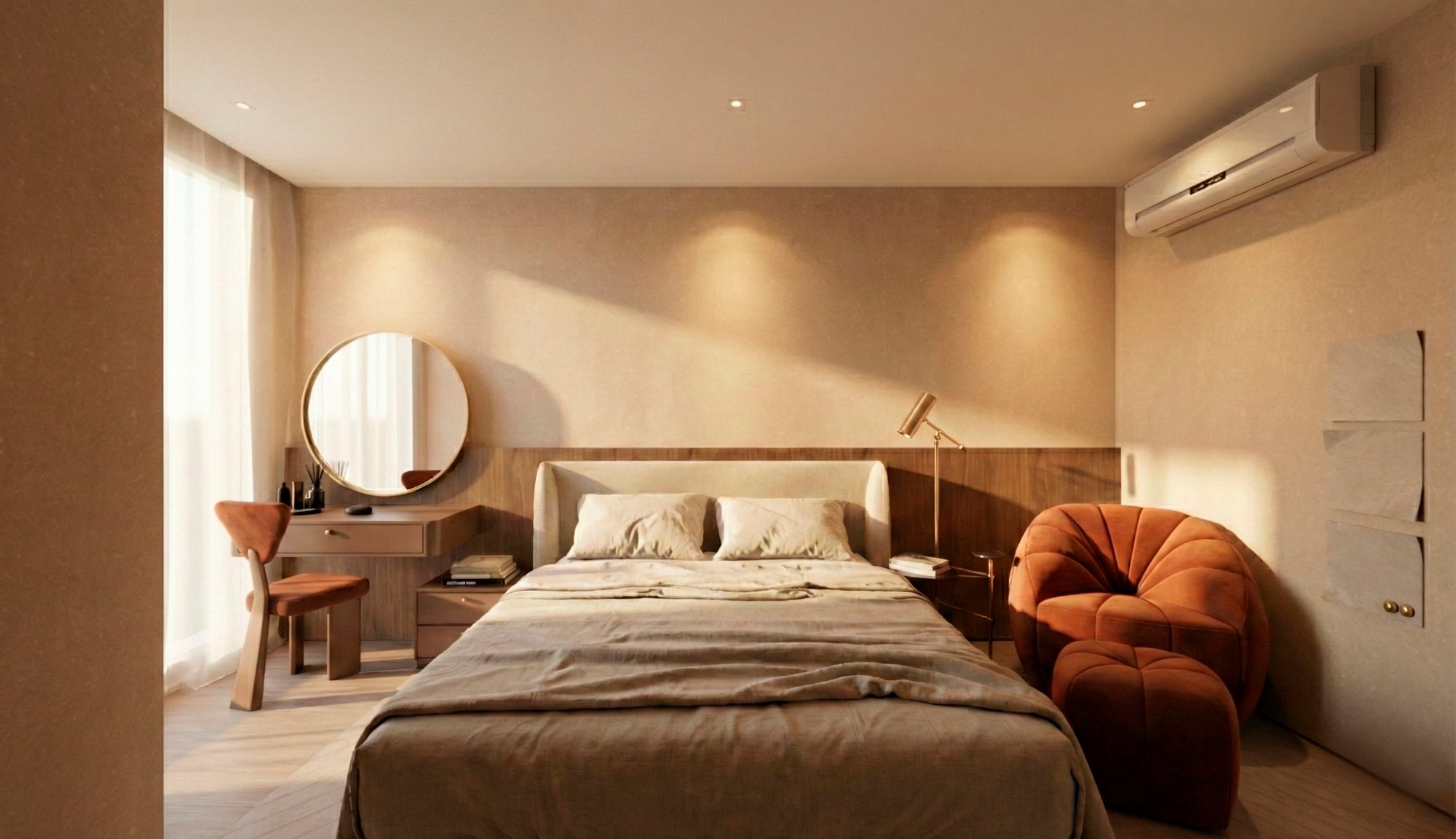 Quarto com iluminação LED