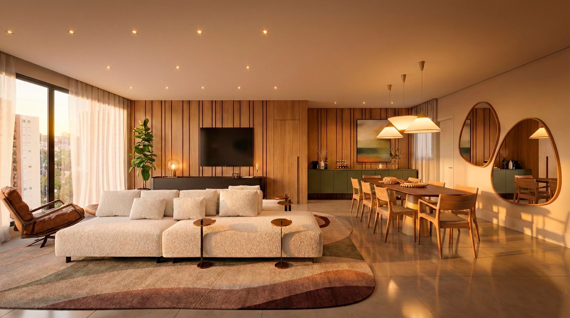 Vista completa do living